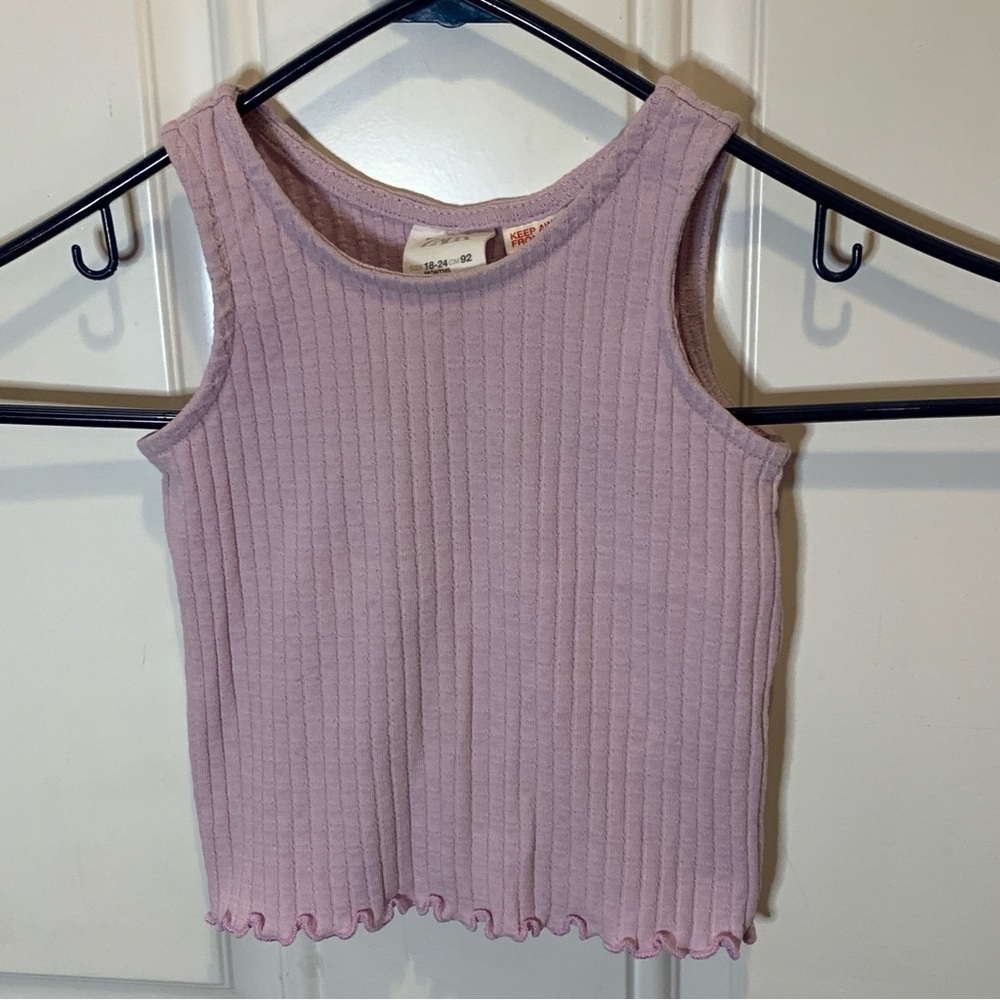 Zara Baby Girl Pointelle Ribbed Tank Top Edge Design in Lilac Purple Size 18-24